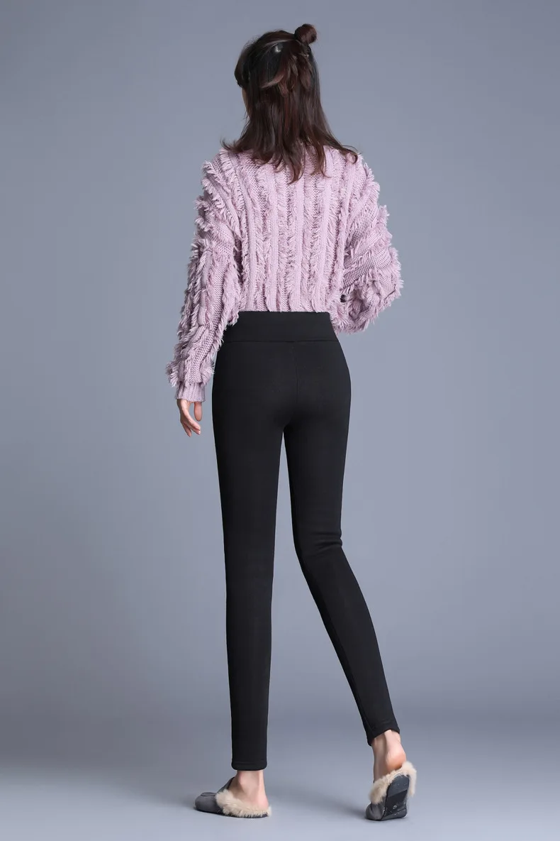 Women Solid Comfortable Stretchy Thermal Plus Size Fleece Lined Velvet Keep Warm Pants Winter Women Leggings High Waist Leggings