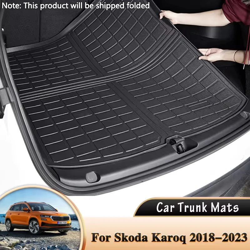 Lederen kofferbakmat, voor Skoda Superb III Limousine/Kombi 2015-2024 Anti-kras Auto Cargo Protector Tray Cover, Waterdichte kofferbakvoering, Antisliptapijten Interieuraccessoires,E