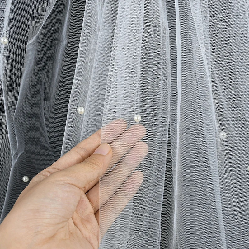 Bride White Tulle Veil With Comb Pearls Wedding Accessories Bachelorette Hen Party Decoration Bridal Shower Photo Props Gifts