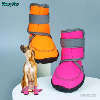 Winter Pet Dog Shoes For Large Dogs Waterproof Shoes For Dog Anti-Slip Dog Boots For Small Dogs Reflective Dog Hiking Shoes
