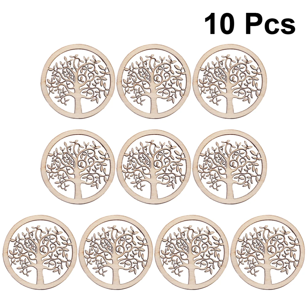 10pcs DIY Wooden Slices Hollow Life Tree Round Wooden Pieces Ornaments Wooden Chips Crafts Making Accessory Art Collection Craft