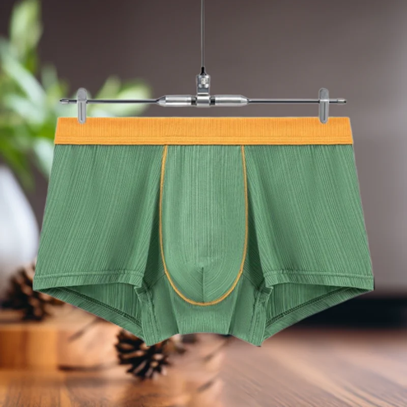 2 Pcs Thread cotton Sexy Men's Boxer Shorts Panties Breathable Pouch Bulge Underpants Male Summer U Pouch Male Panties Gay Ropa