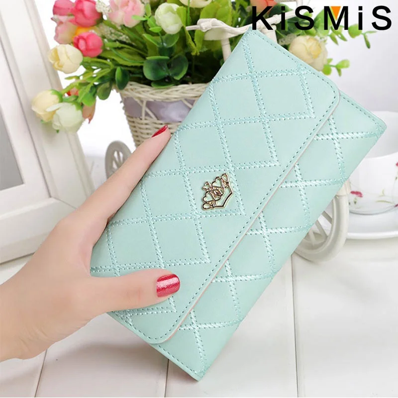KISMIS Wallets for Women Cute Pink Pocket Womens Wallets Purses Plaid PU Leather Long Wallet Hasp Phone Bag Money Coin Pocket Ca - 3