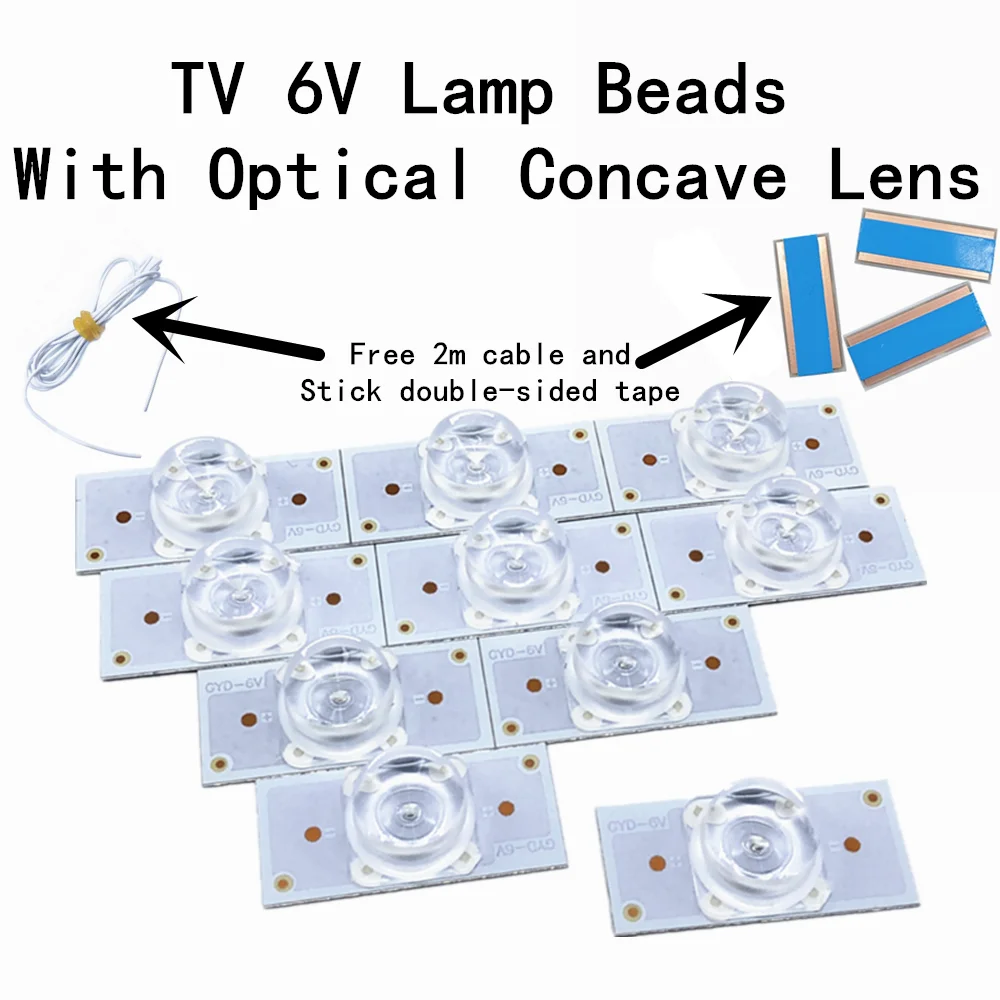 30pcs 6V lamp Suitable For 32-65 Inch LED Backlight TV Rpair Light Strip Accessories 6V SMD Lamp Beads Concave Rise