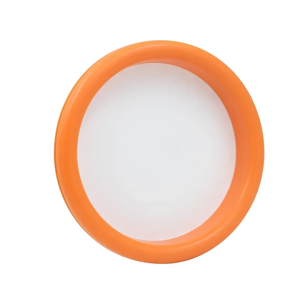 Orff Tambourine Orange Plastic Drum Tambourine With Drumsticks Rhythm Practice Portable Percussion Musical Early Music Education