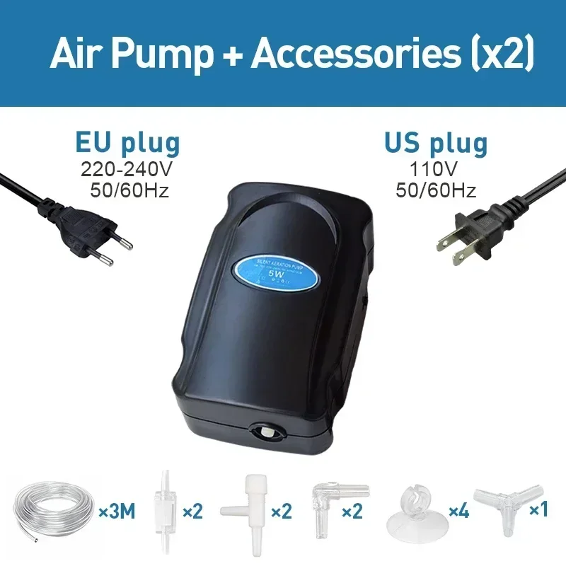 Silent Aquarium Air Pump with Adjustable Oxygen Flow | Quiet Operation
