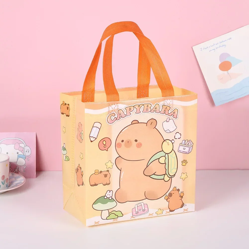 Capybara Non-Woven Shopping Bag Recycle Portable Children Gift Capybara Tote Bag Waterproof Large Storage canvas tote bags
