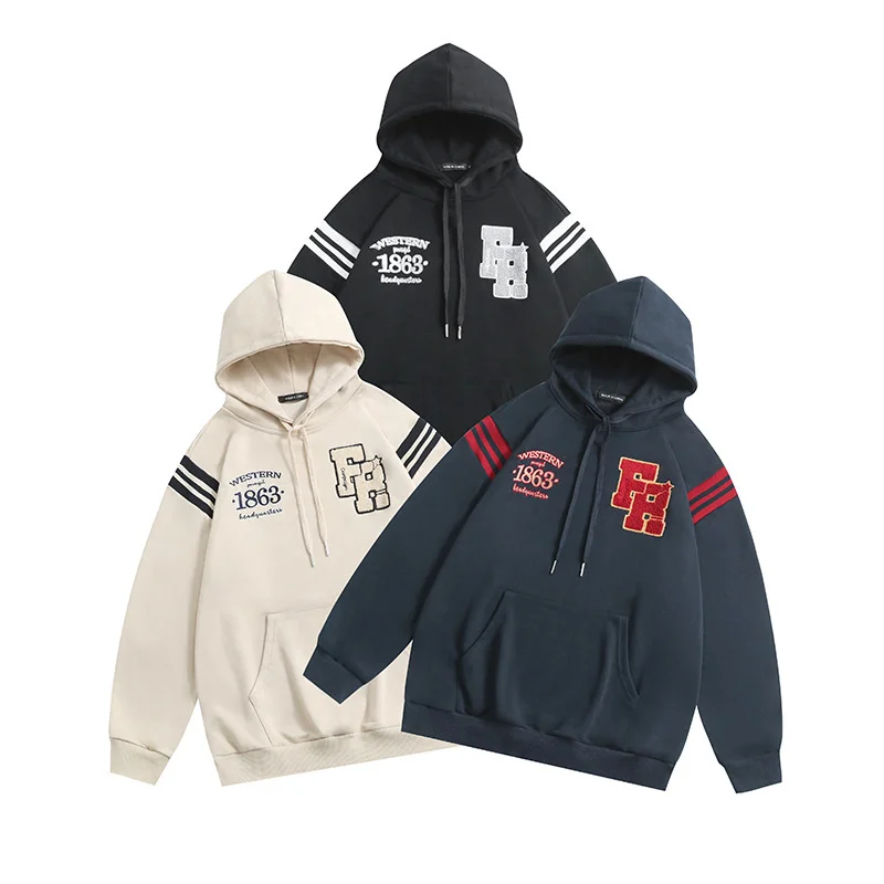 Couples Matching Clothes For Teens College Style Hoodie Contrast Color Sweater Fashion Brand Autumn Couple National Pullover Top