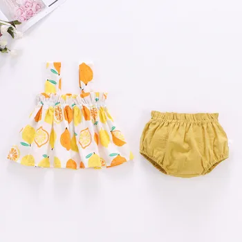 2Pcs/Set Newborn Baby Clothes For Girls Summer Thin Cute Print Mini Dress and PP Shorts Set Infant Baby Clothing Outfit 3 6 18M 3