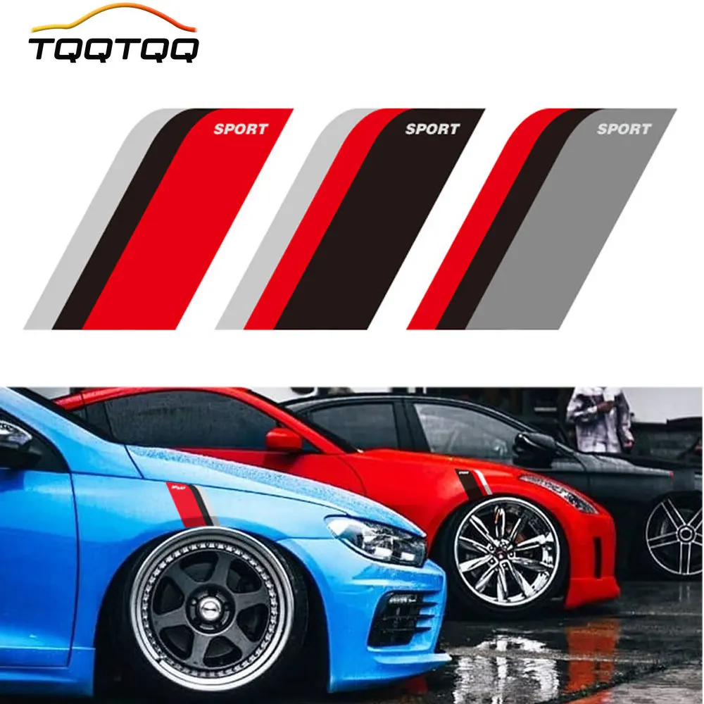 

1Set Fender SPORT Three-color Strip Scratch Decoration Reflective Wheel Sticker 22cmx15cm Car accessories