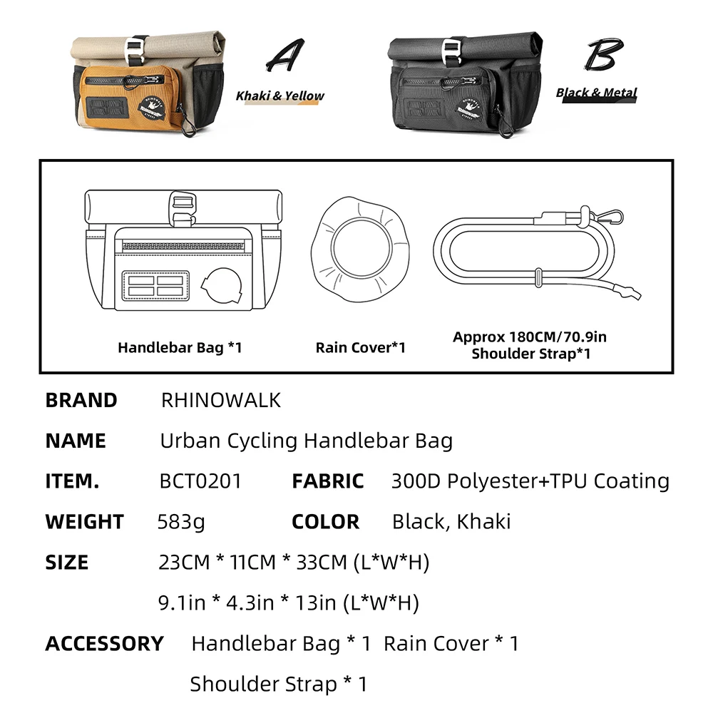 Rhinowalk BCT0201 Handlebar Bag 4L Quick Release Brompton MOLLE - Image 4