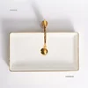 Luxury Gold Ceramic Tabletop Bathroom Sinks Home Hotel European Minimalist Household Washbasin Square Bathroom Wash Basins d 4