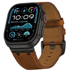 Crazy Horse Pattern Leather Strap for Smartwatch - New Design Bracelet (Red Brown B)