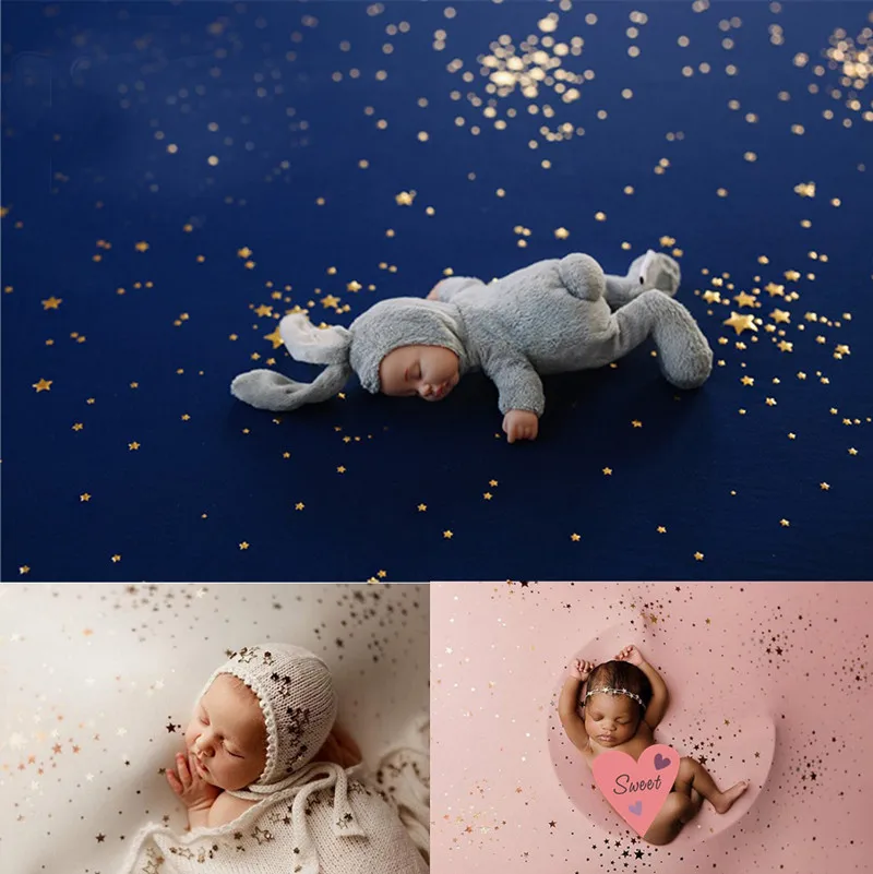 40/150*170cm Newborn Photography Props Blanket Baby Gilding Star Blanket Backdrop Fabrics Cloth Baby Shoot Studio Accessories