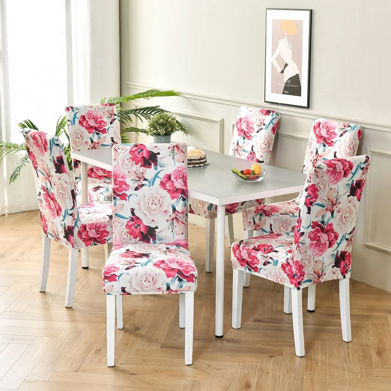 

Spandex Chair Cover Stretch Home Dining Elastic Floral Print Chair Covers Multifunctional Spandex Elastic Cloth Universal Size