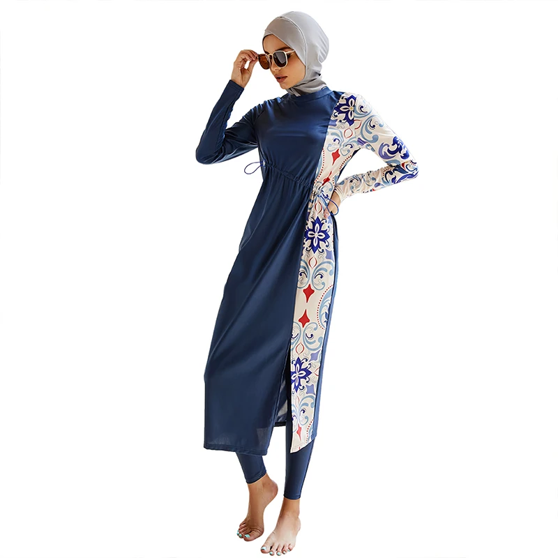 Summer Women Muslim Swimwear Long Dress Pants Burkini Islamic Swimsuit Modest Swim Surf Wear Sport Suit Swimming 3 Piece Sets