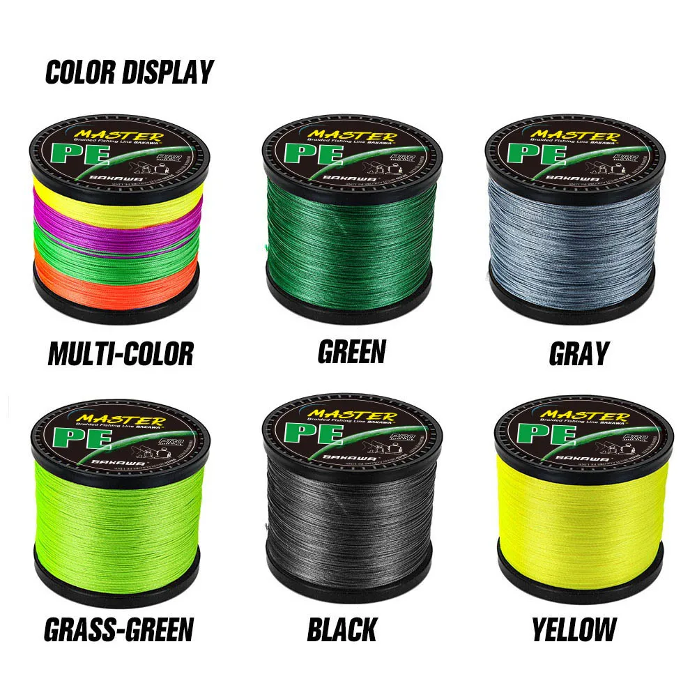 BAKAWA 9 Strands Braid PE Fishing Line 1000M 500M 300M Strong