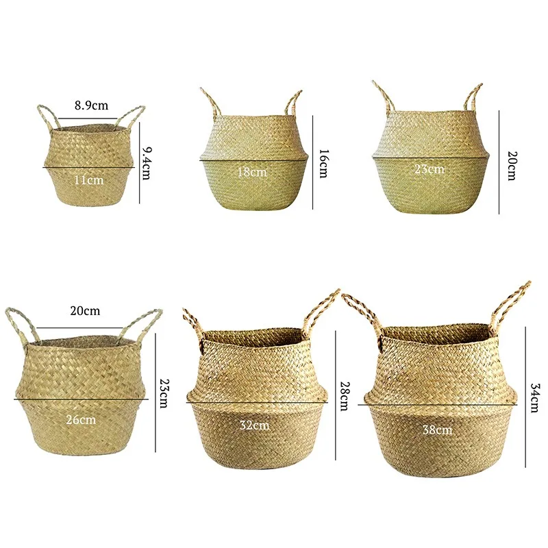Seagrass Wicker Work Rattan Basket Hanging Planting Flower Pot Storage Laundry Basket Cesta Mimbre Home Garden Decoration
