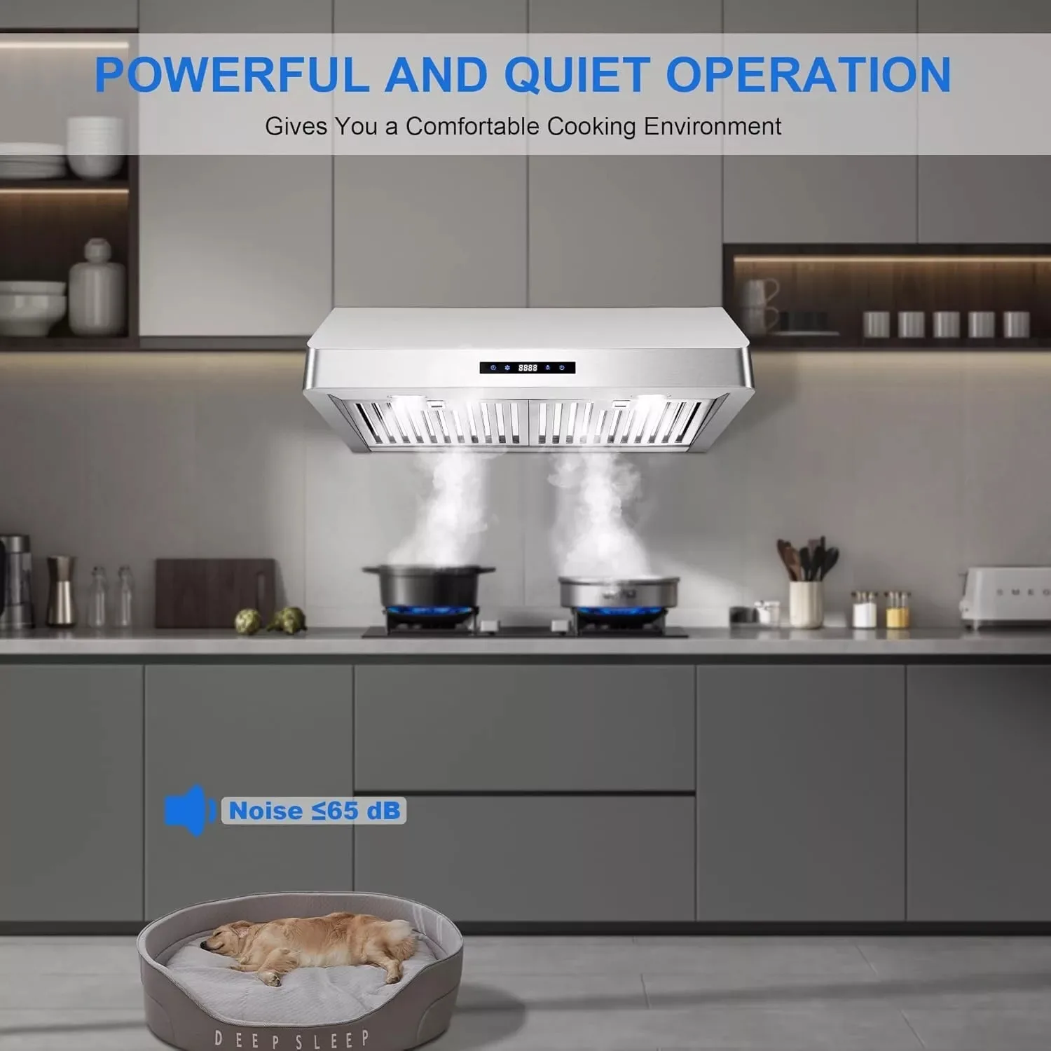 Tieasy 30 inch 600CFM Under Cabinet 3-Speed Touch Control Vent Range Hood USUC702B 3