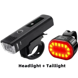 Smart Rechargeable Waterproof Bike Light Set (Black)