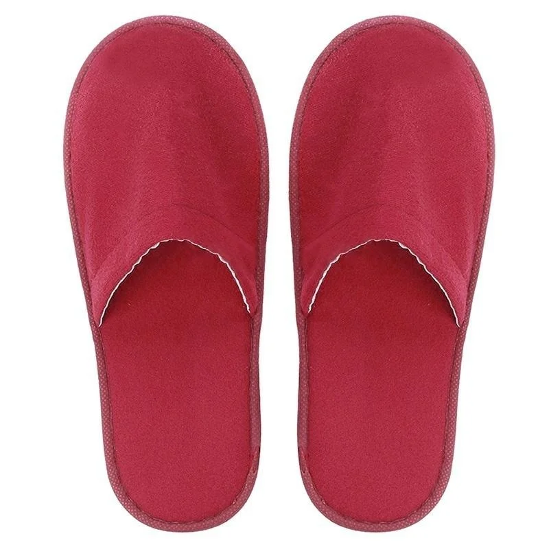 1 Pair White Red Blue Towelling Hotel Slippers Spa Guest Disposable Travel Shoes