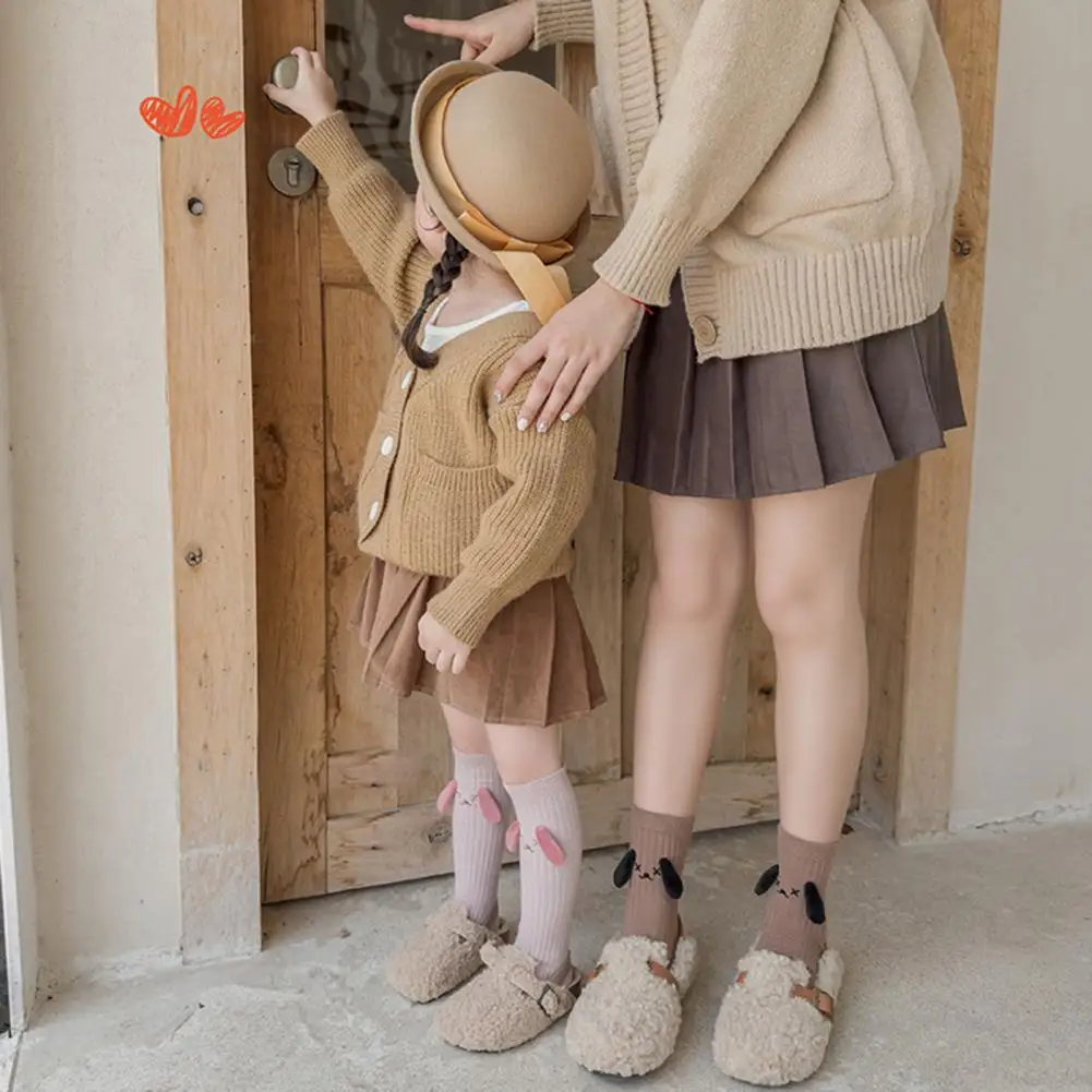 

Warm Winter Socks Warm Cozy Girls' Winter Calf Socks with 3d Dog Ear Decor Anti-slip Elastic Mid-tube Length for Fall Fashion