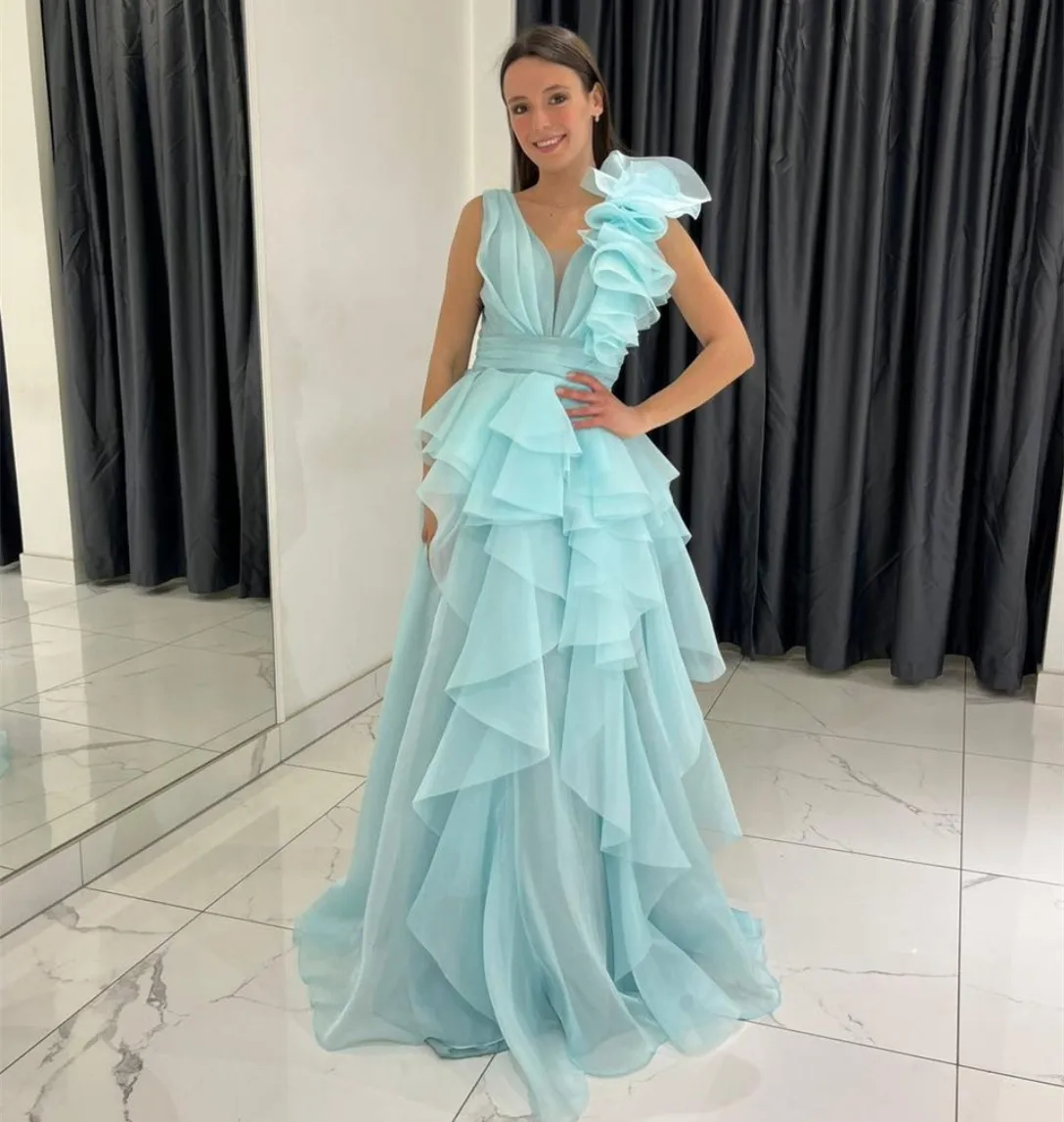 Customized Long V-Neck Prom Dresses with Ruffles A-Line Organza Floor Length Evening Dress for W - AliExpress 320 Customized Long V-Neck Prom Dresses with Ruffles A-Line Organza Floor Length Evening Dress for W - AliExpress 320