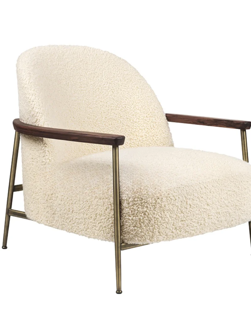 Modern minimalist model room fabric and leather designer single sofa leisure chair hotel villa single chair surround chair