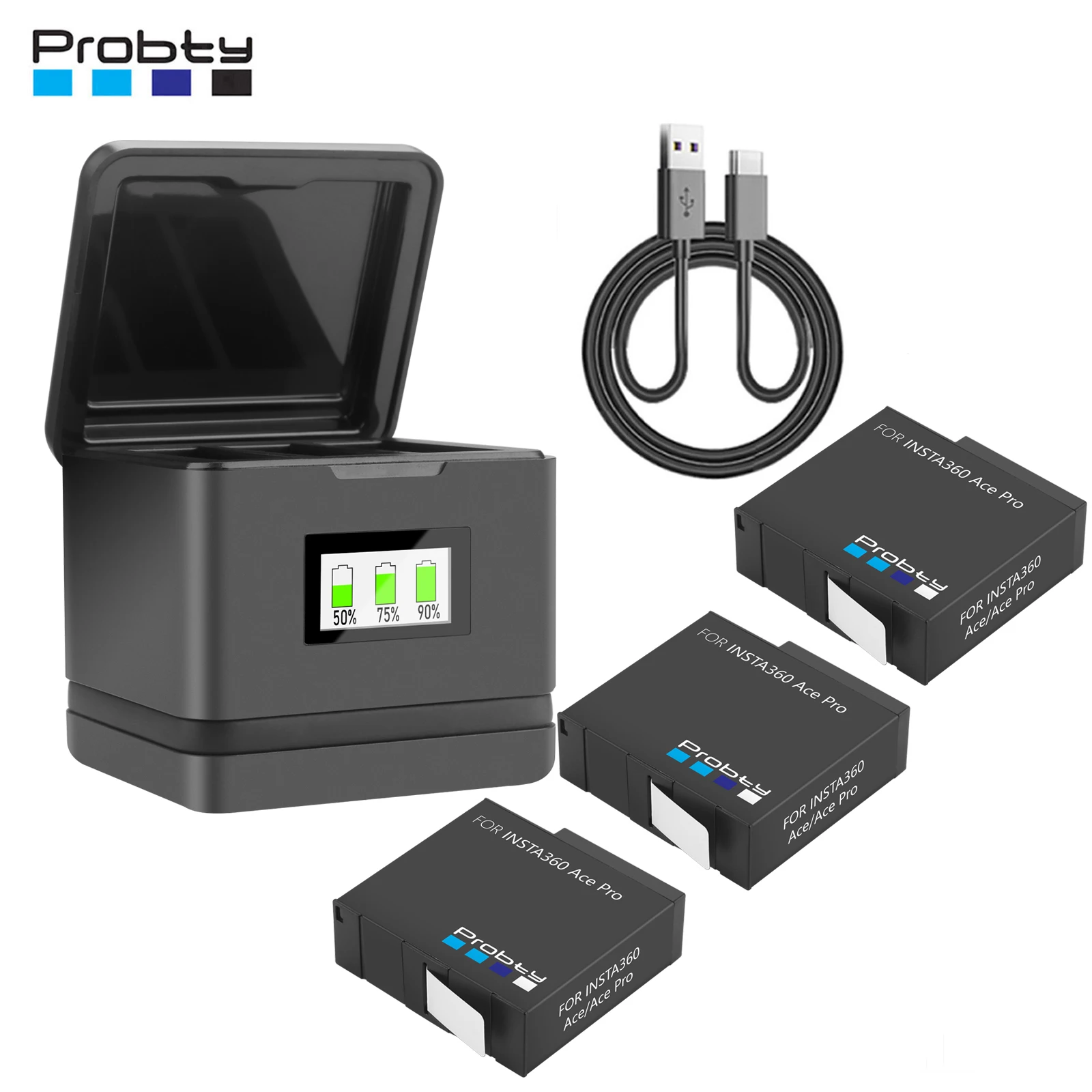 Rechargeable Camera Battery For Insta360 Ace Pro + OLED Color Display Charger Case Battery Charge Storage Station Accessories