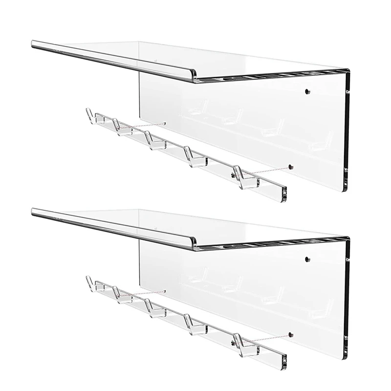 

2Pcs Acrylic Floating Shelf,For Book Stand Display Racks And Kids Room Bedroom Living Room Office Decor With Hook