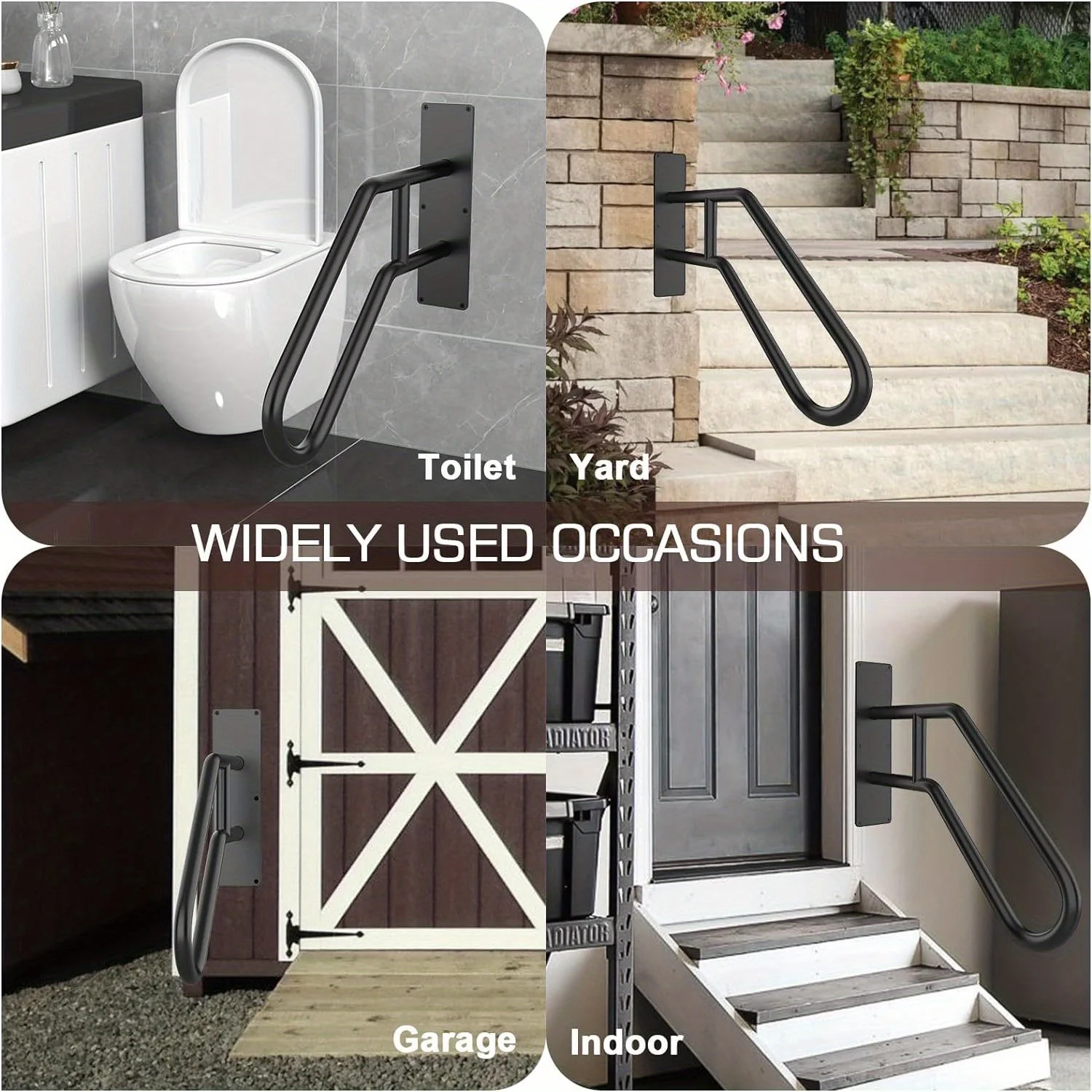 Matte Black U-shaped Metal Outdoor Handrail