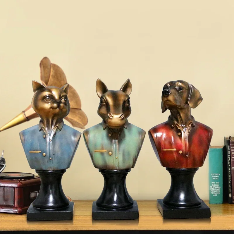 

Винтажная животная форма бюст скульптура орнамент/Собака Кошка Лошадь голова искусственная статуя/памятные Домашние животные Декор Showpiece