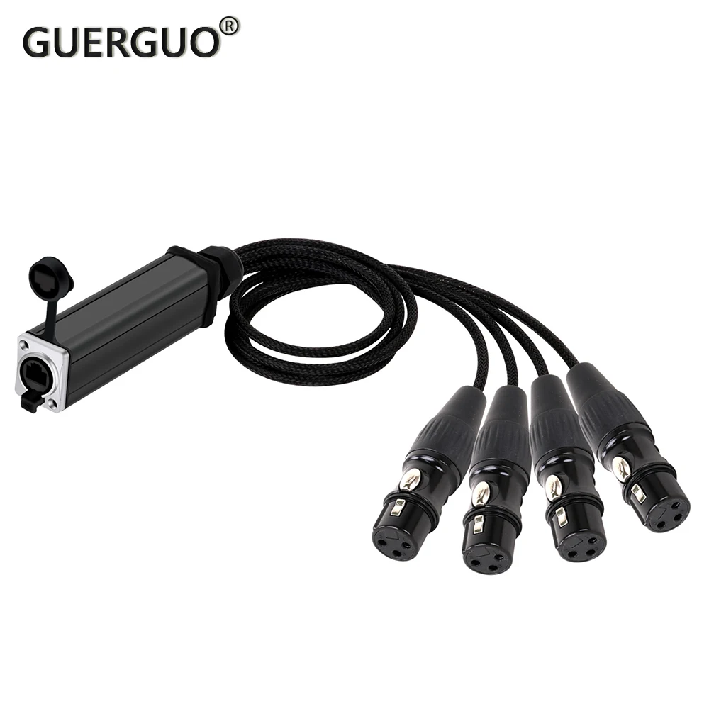 

4 Channel 3-Pin XLR to Single Ethercon Cable -Compact Cat5 Multi Network Snake Receiver for Live Stage,Home Studio Recording