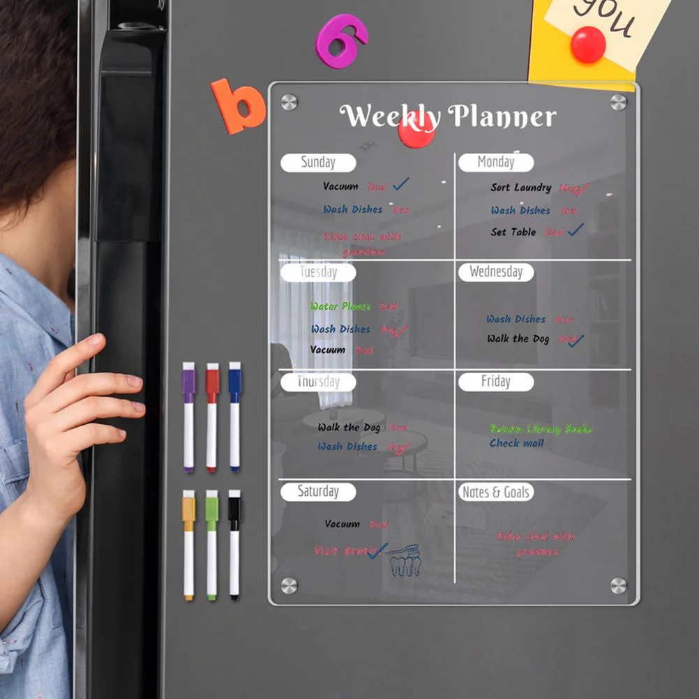 Weekly Planner Board Wearhouses Message Clear Fridge Dry Erase Note Practical Magnetic Acrylic for