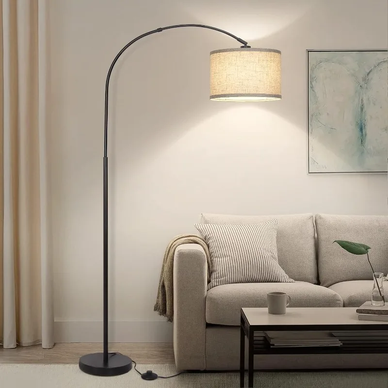 

Floor Lamps for Living Room, Modern Standing Lamp with Adjustable Hanging Drum Shade, Tall Pole Lamp with Foot Switch