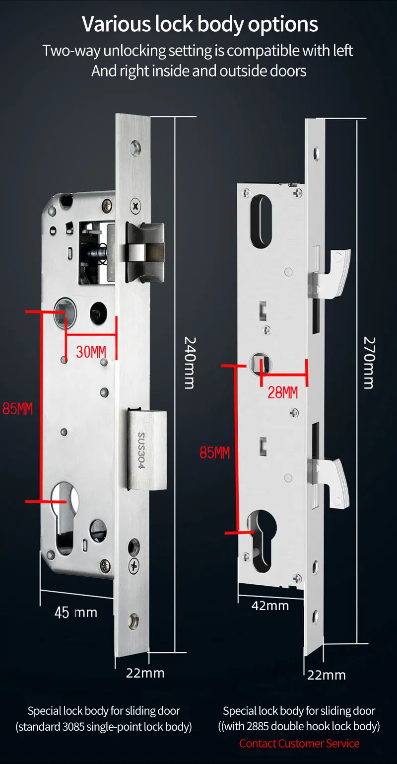 Waterproof Sliding Door Smart Lock TTLock App Fingerprint Digital Code RFID Card