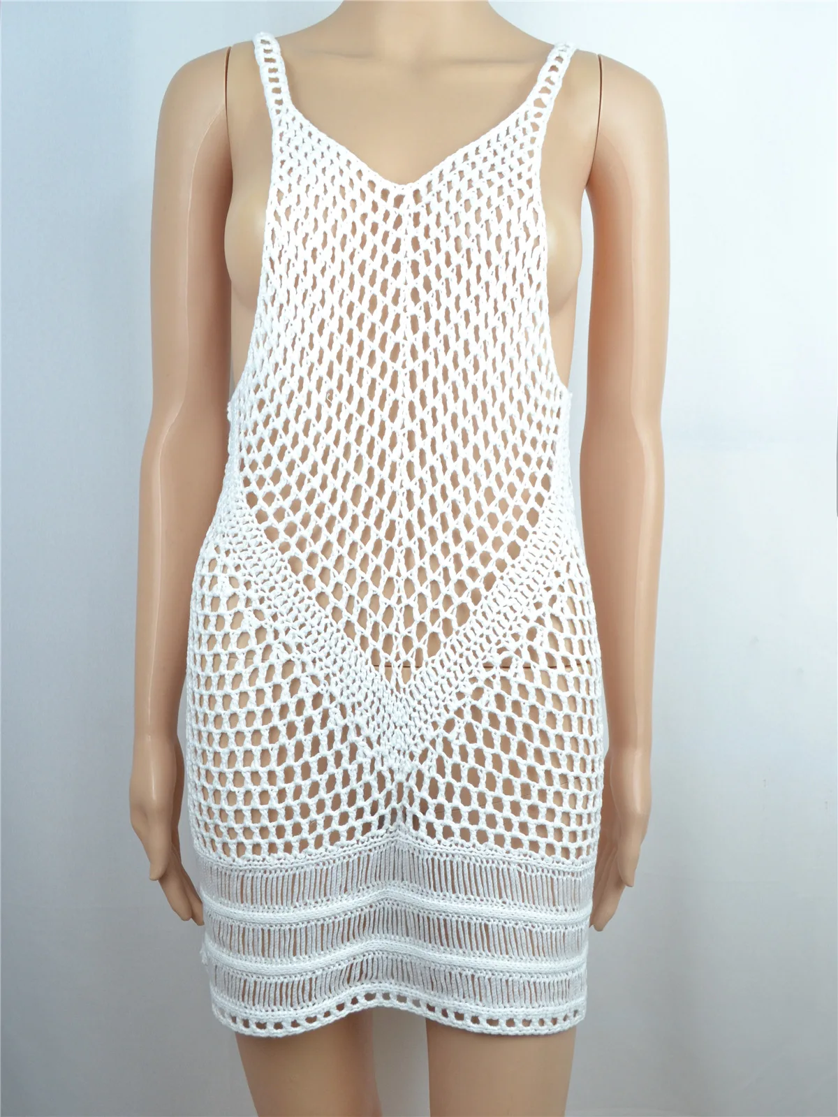 Nieuwe Haak Zomer Strand Jurk Vrouwen Knit Een Stuk Bikini Cover Up Hollow Out Beachwear Salidas De Playa Para mujer