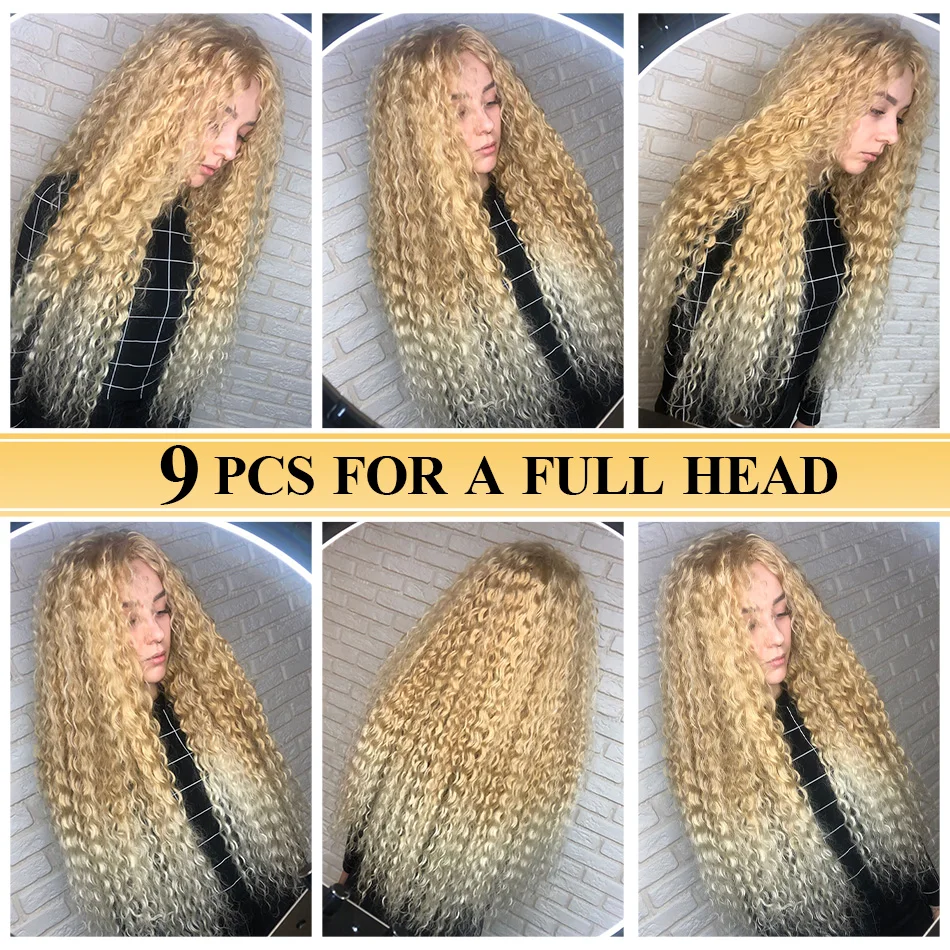 Hair Extensions BOL Curly Organic Hair Extensions 32Inch Long Synthetic Bundles Ombre Blonde For Women