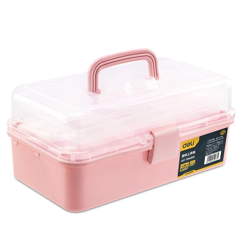 1 Pcs Blue/pink Tools Organizer Toolbox PP Material Three-layer Folding Simple Buckle Design Portable Tools Storage Clear Box best tool chest Tool Storage Items