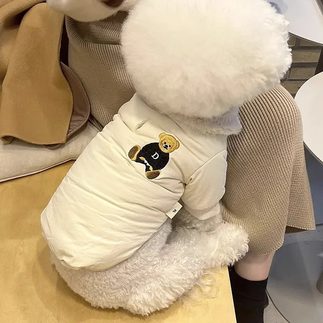 Fashion Dog Down Jacket Winter Warm Dog Clothes Bear Print Puppy Jacket Cute Soft Cat Coat Pet Costumes French Bulldog Clothes 3