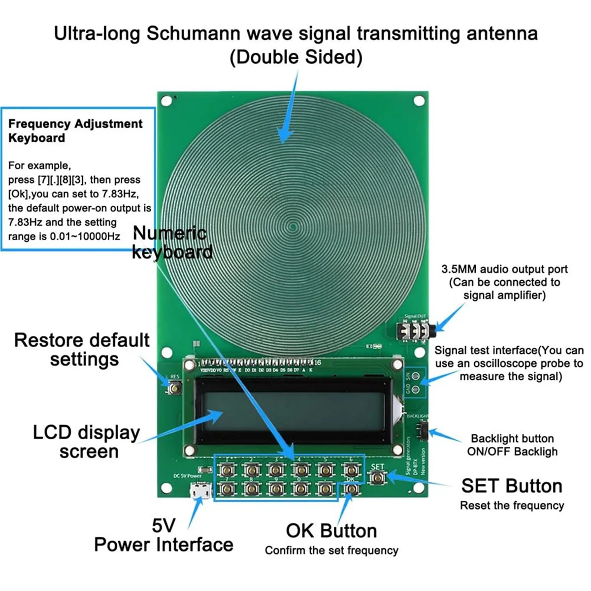 Generador De Resonancia De Sinusoidal Ajustable De 0,01 A 30 000 Hz Generador De Frecuencia Ultrabaja Resonador Maquina De Frecuencia De Sonido