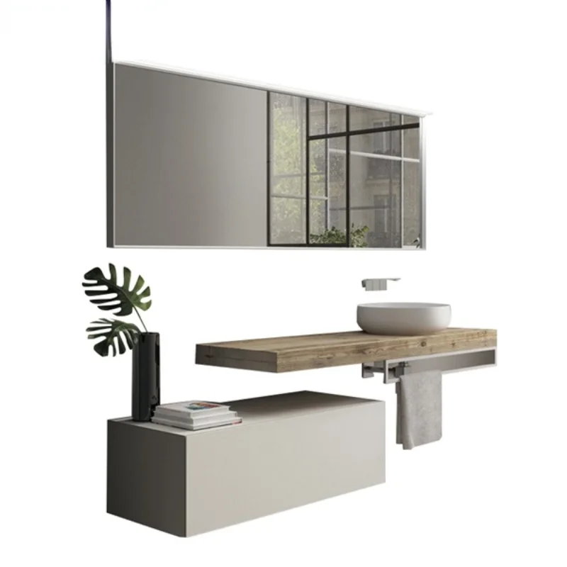 

VAMA 2019 modern Italian style double vanity with side cabinet plywood floating vanity LB-005