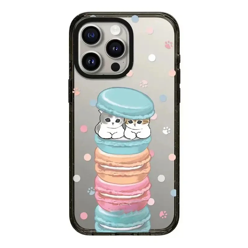 

Cute Dessert Cat 2.0 Acrylic Black Border Phone Case Cover for IPhone 11 12 13 14 15 Pro Max Case