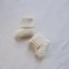 Infant Baby Neutral Booties 100% Cotton Knit Baby Socks Handmade Purple Ivory White Rainbow Baby Shoes Shower Gift 5