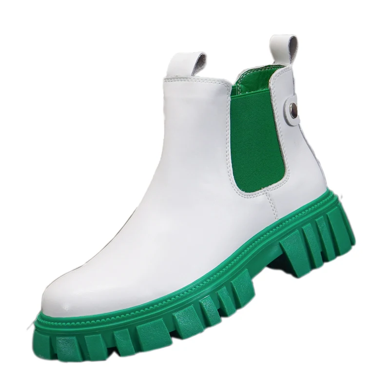 

Buckle Men Chelsea Boots Green Men's Boot England Mens Catwork Show Shoes
