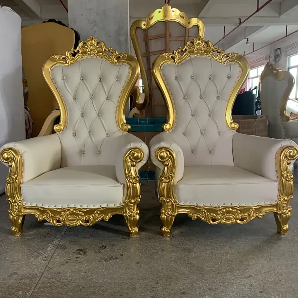 2pcs kids throne chairs party children, white and gold wedding event party hotel furniture small king throne chair for kids