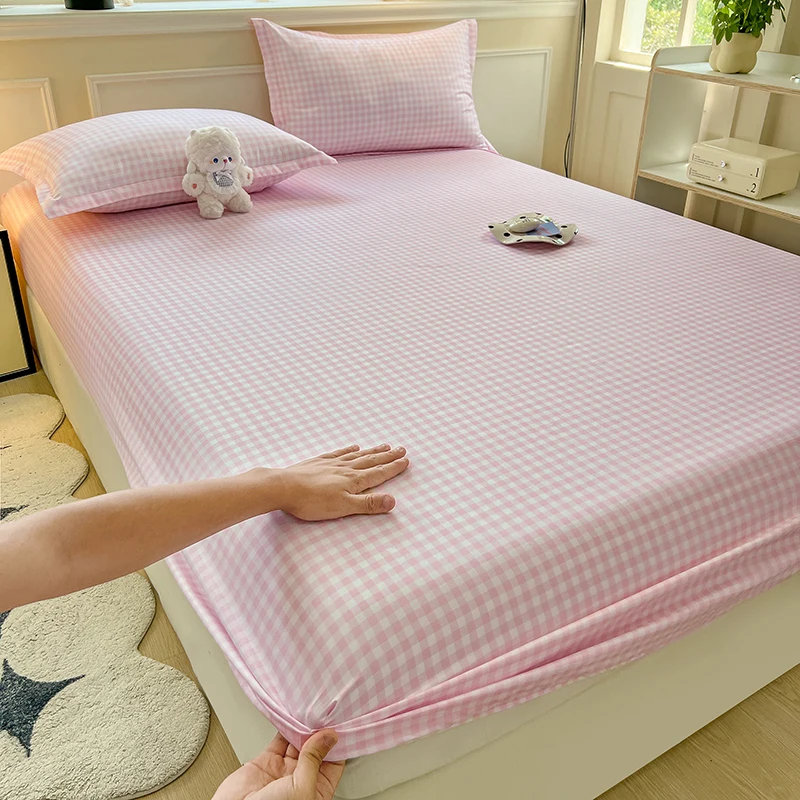 Drap-housse de Style écossais, couvre-lit élastique doux pour la peau, pour chambre de filles et de garçons, linge de lit éclairé pour la maison (sans taie d'oreiller)