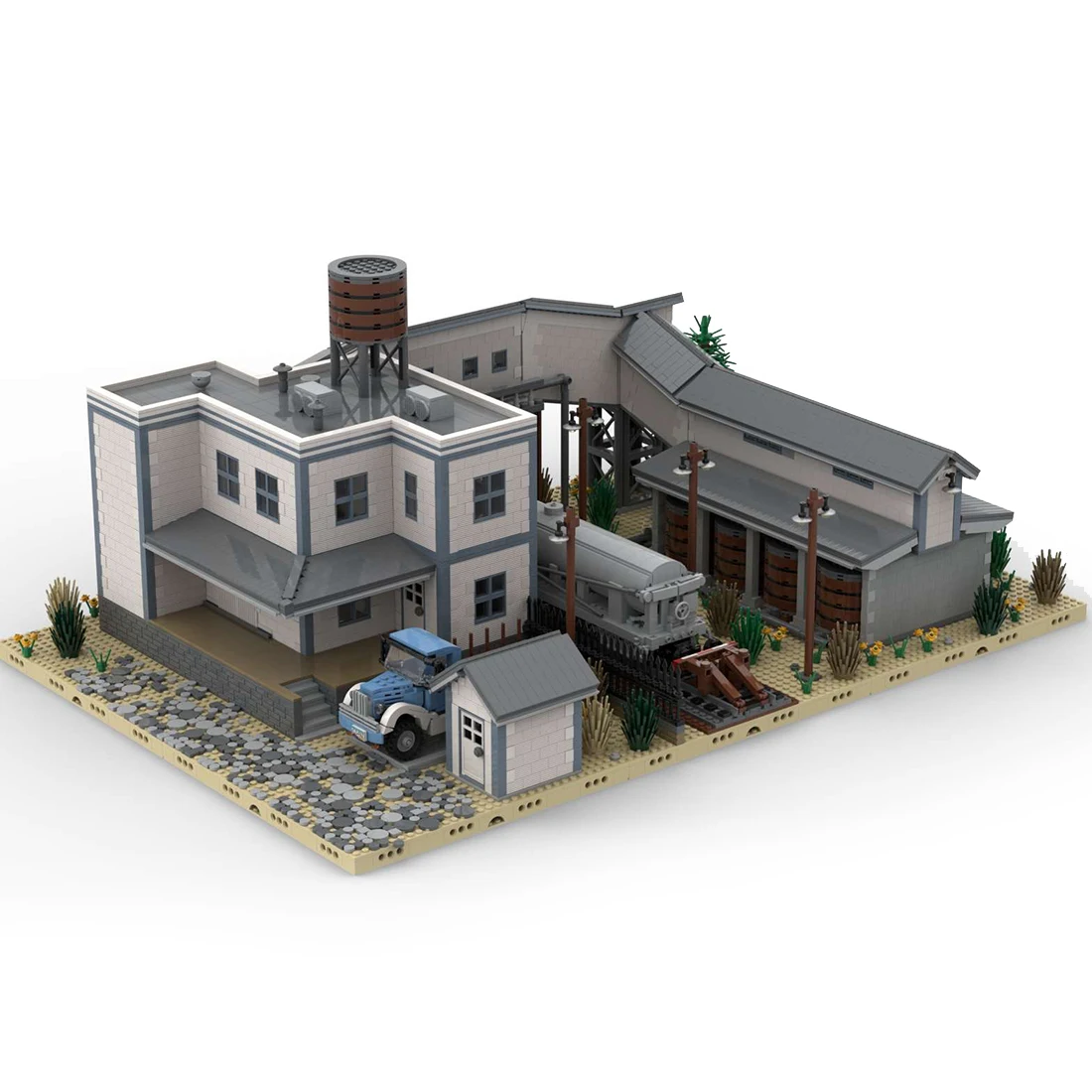 공인 6870 개/대 식초 공장 MOC-91999 작은 입자 빌딩 블록 MOC 세트-옐로우 차량없이. Lxf