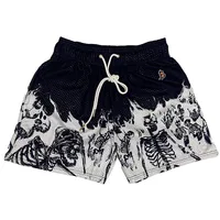 Summer New men short pant Skull Pattern Casual Shorts Street Hip Hop Fitness Polyester Fast Dry Breathable Embroidery Men Shorts 1