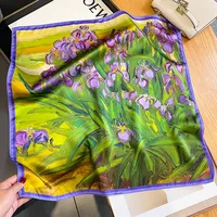 2025 Fashion 100% Real Silk Scarf 53cm Square Bandelet Women's Silk Temperament Small Scarf Neck Decorative Wrap Printed Scarves - Image 3